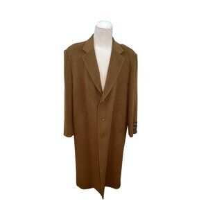 Vintage Angelo Rossi Mens Brown Wool Blend Overcoat With Notched Lapel
